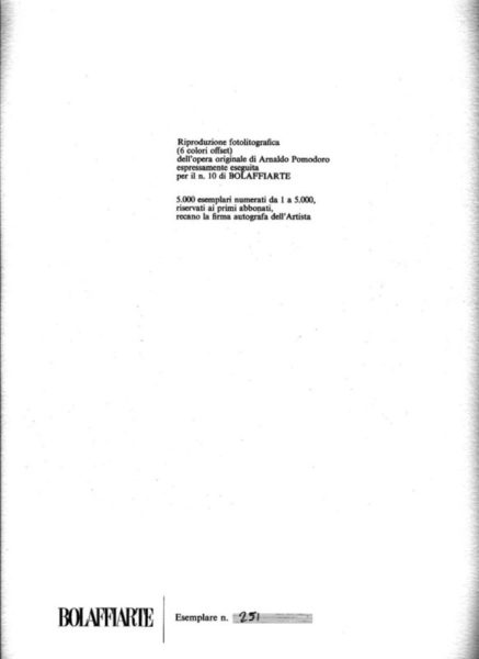 Arnaldo Pomodoro "Numero 10" - immagine 3