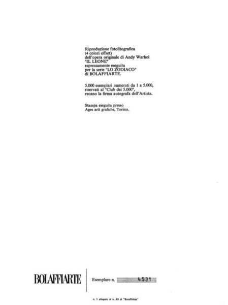 Andy Warhol "Leone" - immagine 3