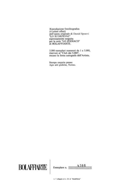 Daniel Spoerri "Scorpione" - immagine 3