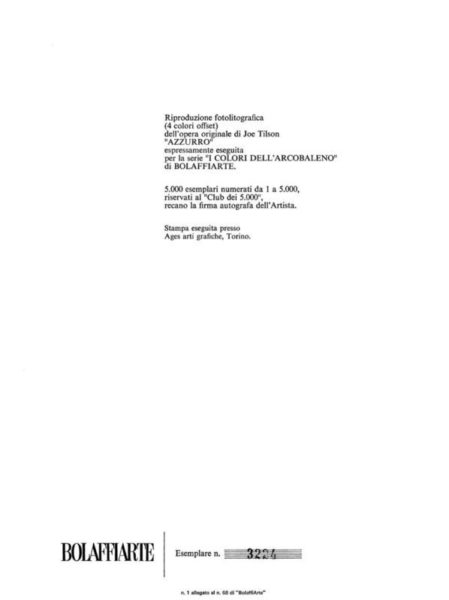 Joe Tilson "Azzurro" - immagine 3