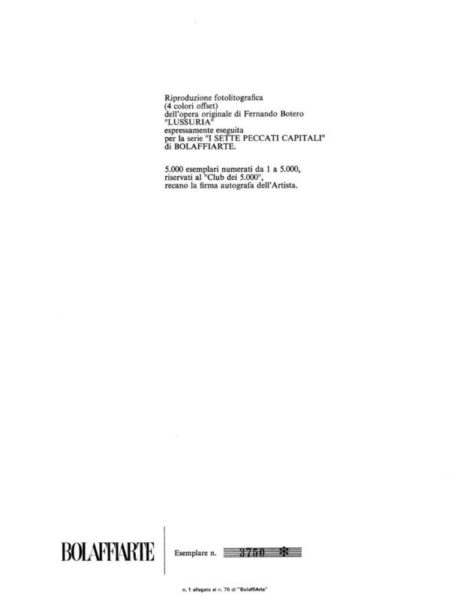 Fernando Botero "Lussuria" - immagine 3