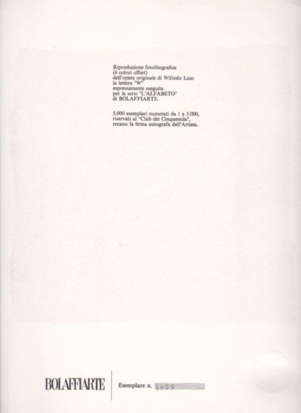 Wifredo Lam "W". Fotolitografia originale. 1974 - immagine 3